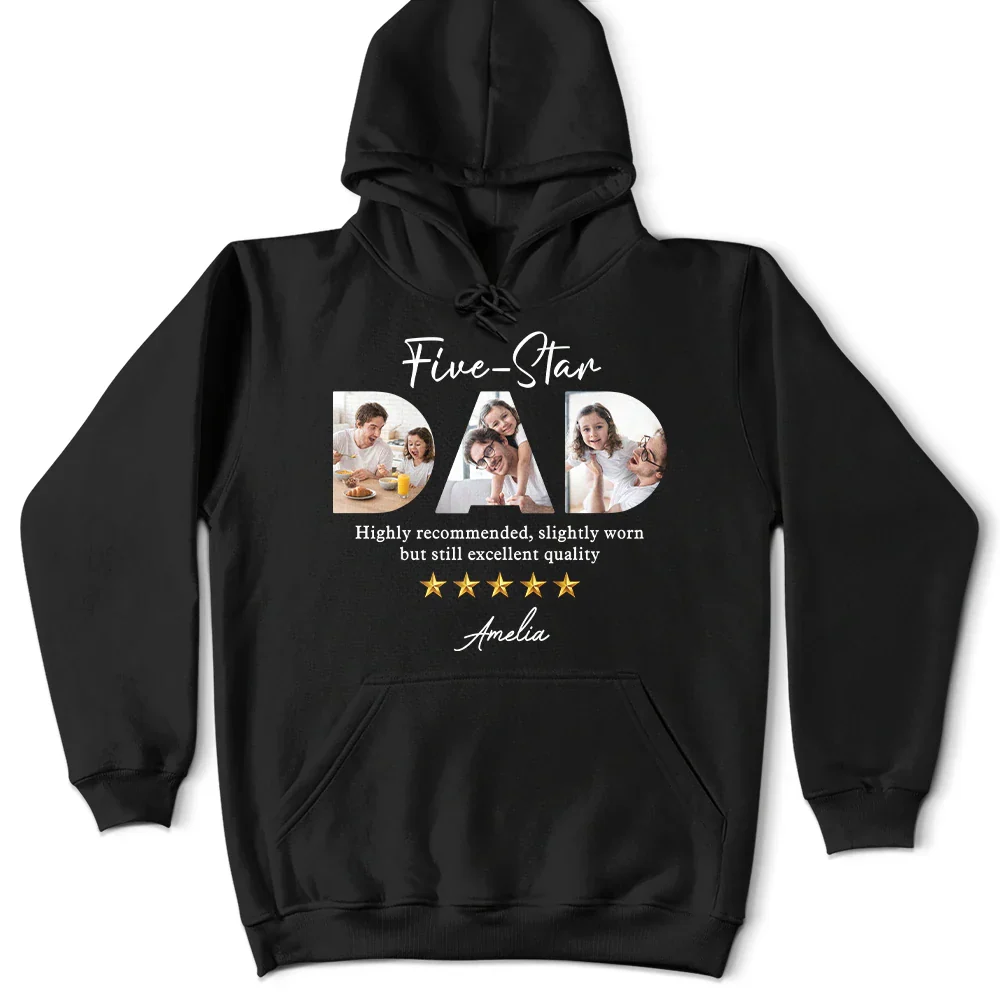 Custom Photo Five-Star Dad - Personalized T Shirt - Image 4