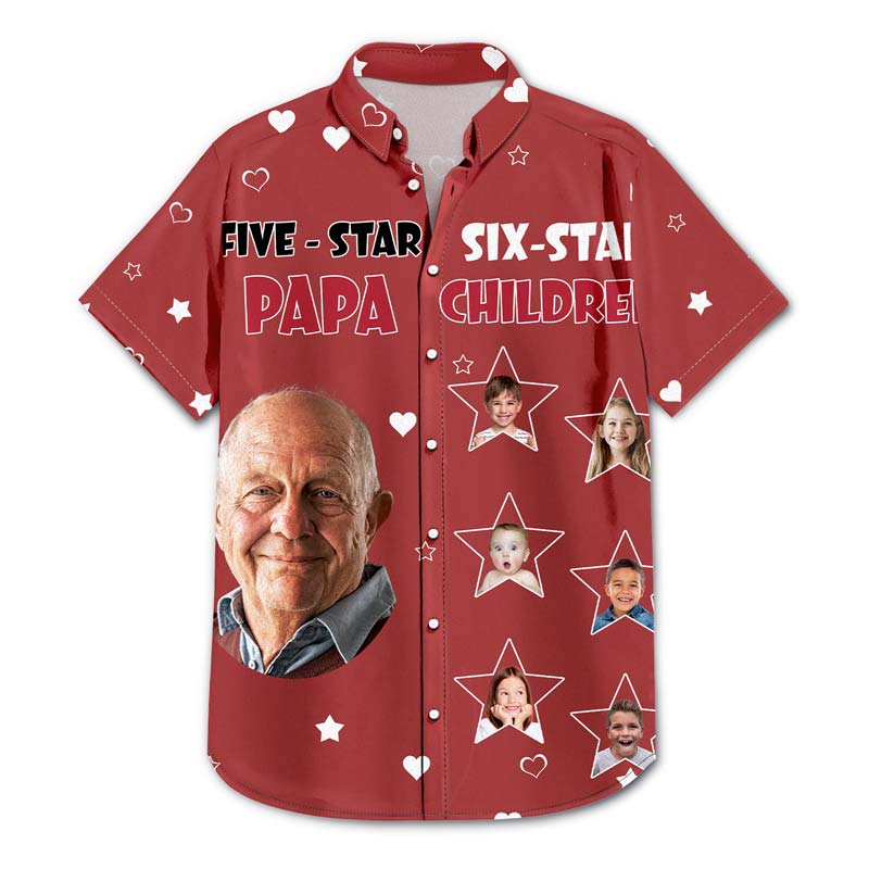 Custom Photo Five-Star Dad Six-Star Children - Personalized Hawaiian Shirt - Image 4