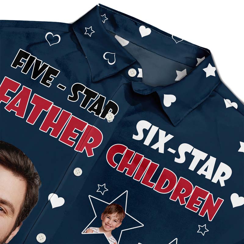 Custom Photo Five-Star Dad Six-Star Children - Personalized Hawaiian Shirt - Image 5