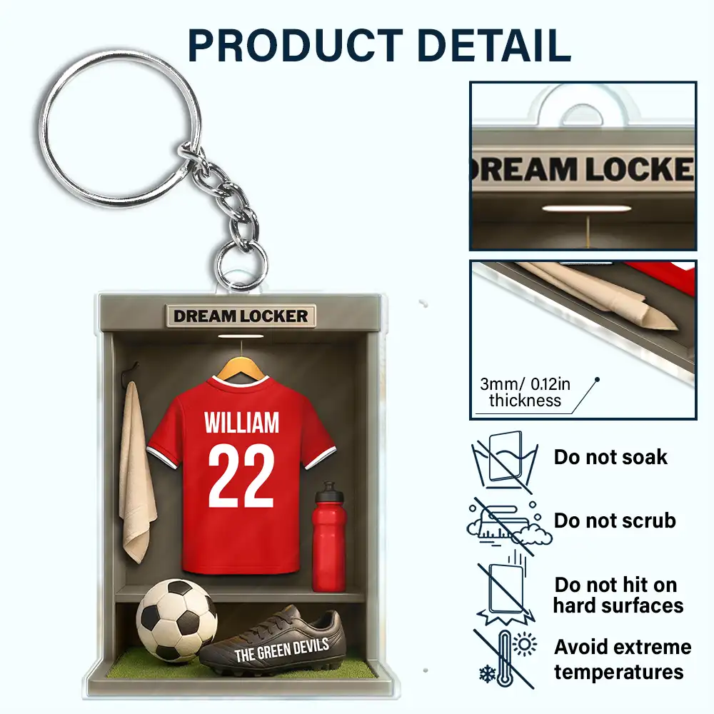 Custom Photo Football Soccer Locker 3D Effect - Personalized Acrylic Keychain - Image 6
