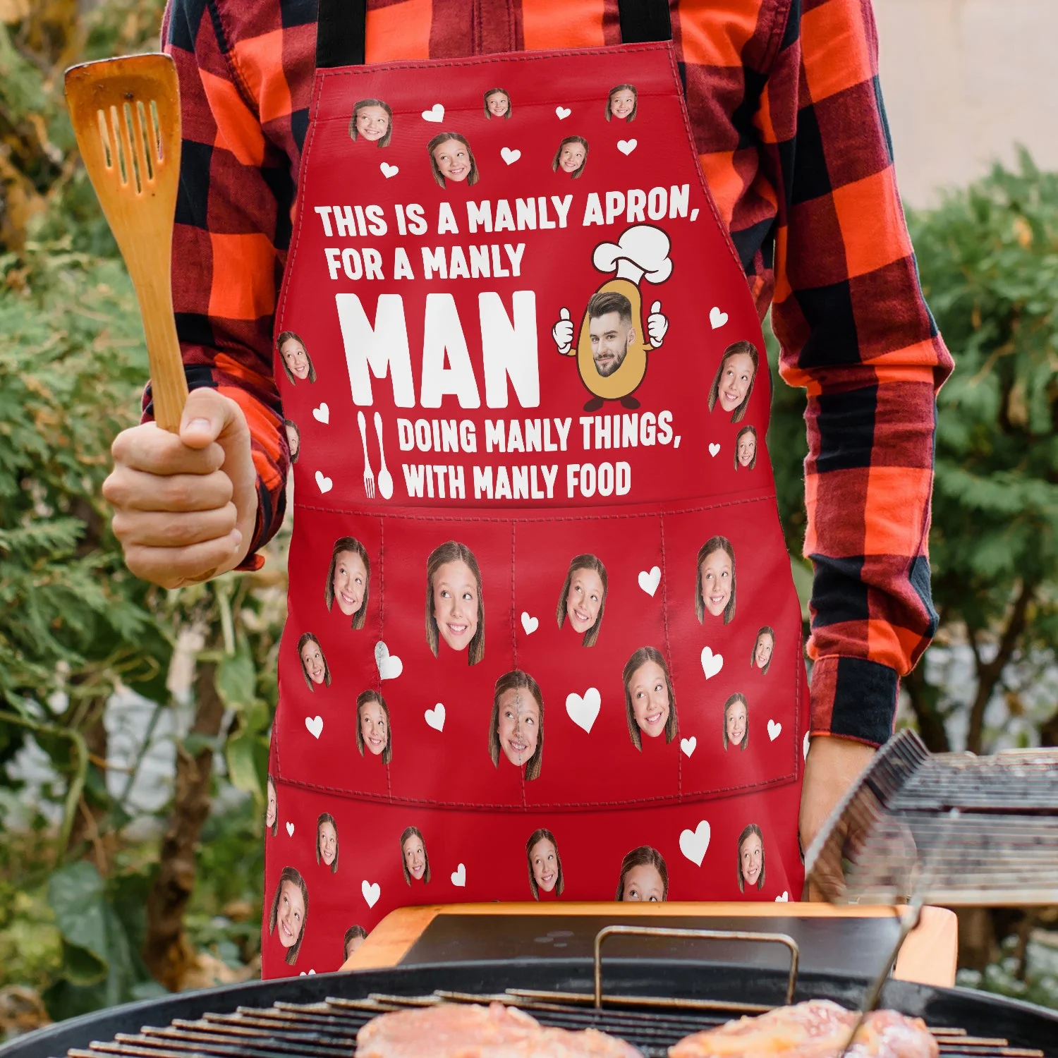 Custom Photo For A Manly Man Doing Manly Things - Birthday, Anniversary, Funny Gift For Men, Husband, Boyfriend, Dad - Personalized Apron - Image 4