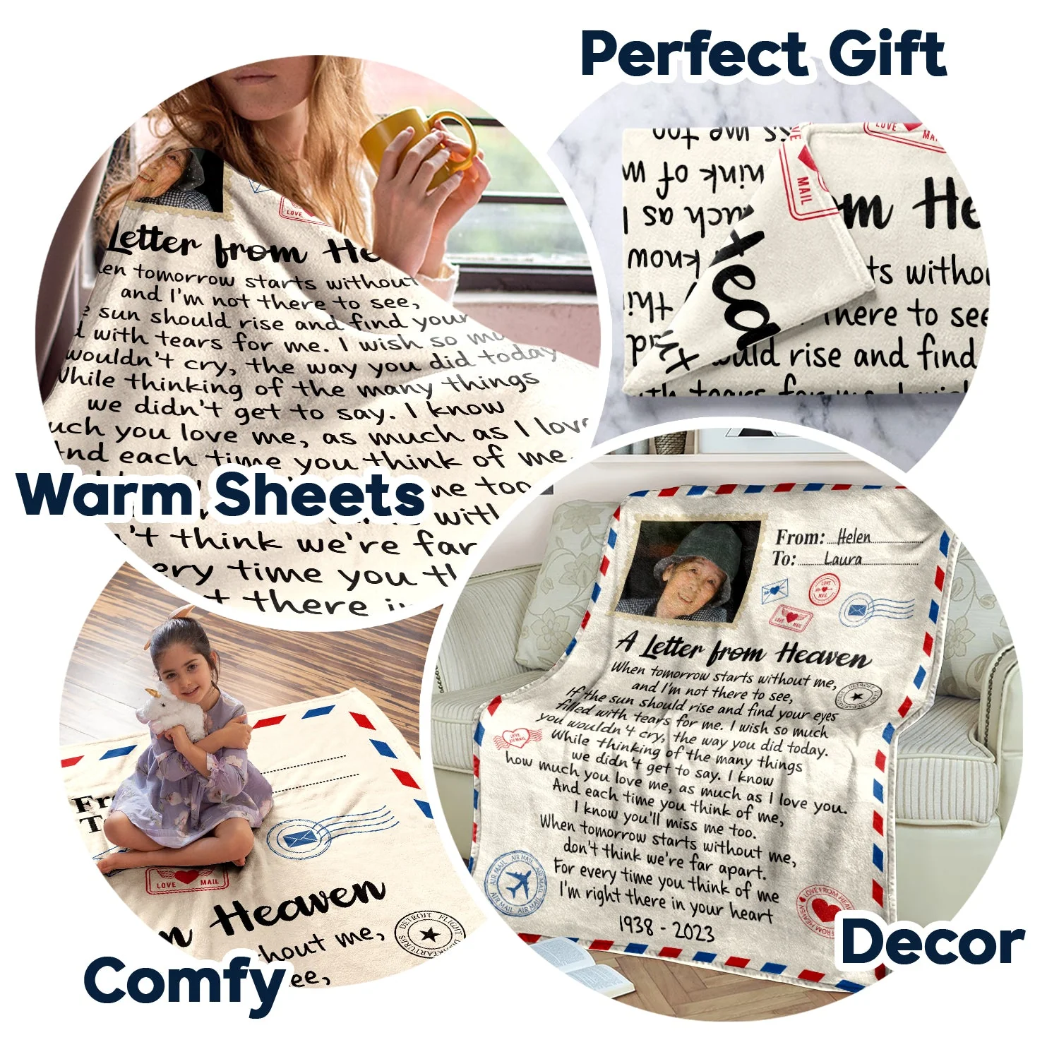 Custom Photo For Every Time You Think Of Me - Memorial Gift - Personalized Fleece Blanket - Image 5