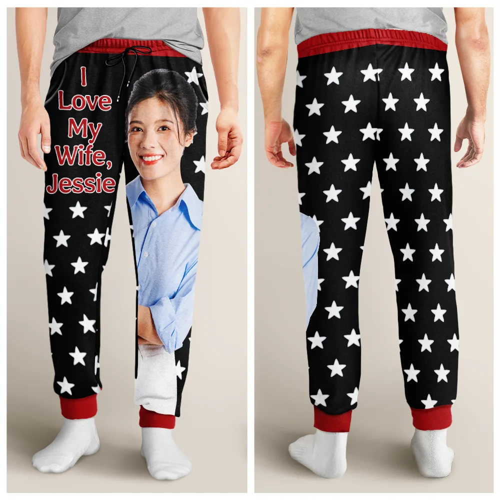 Custom Photo For Husband I Love My Wife - Personalized Pajama Pants - Image 5