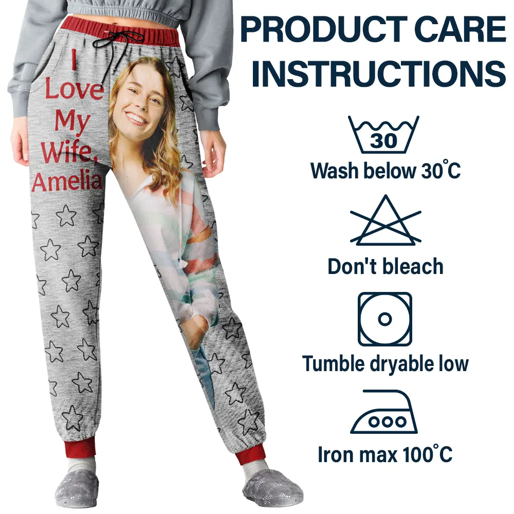 Custom Photo For Husband I Love My Wife - Personalized Pajama Pants - Image 6