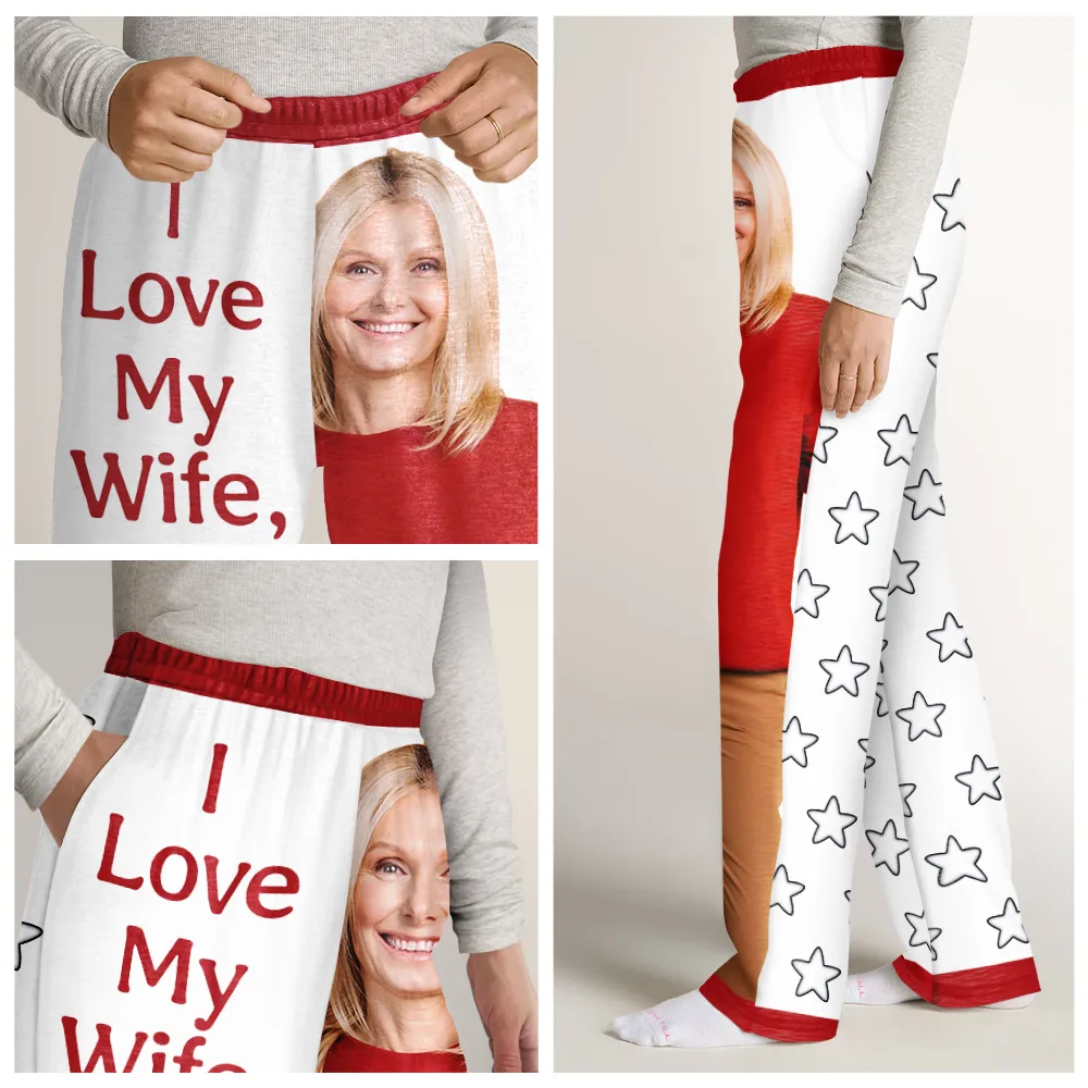 Custom Photo For Husband I Love My Wife - Personalized Pajama Pants - Image 8