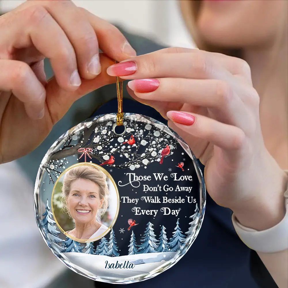 Custom Photo Forever In My Heart Cardinal - Personalized Circle Glass Ornament - Image 4