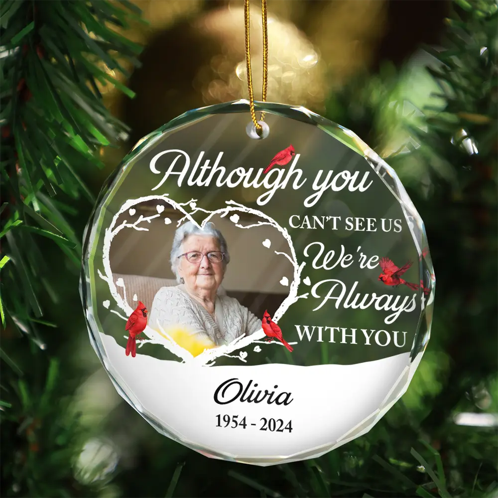Custom Photo Forever In My Heart Christmas - Personalized Circle Glass Ornament - Image 3