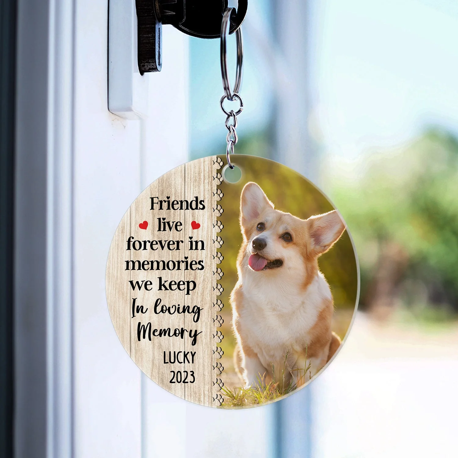 Custom Photo Forever In My Heart - Memorial Gift For Dog & Cat Lovers - Personalized Custom Circle Acrylic Keychain - Image 3
