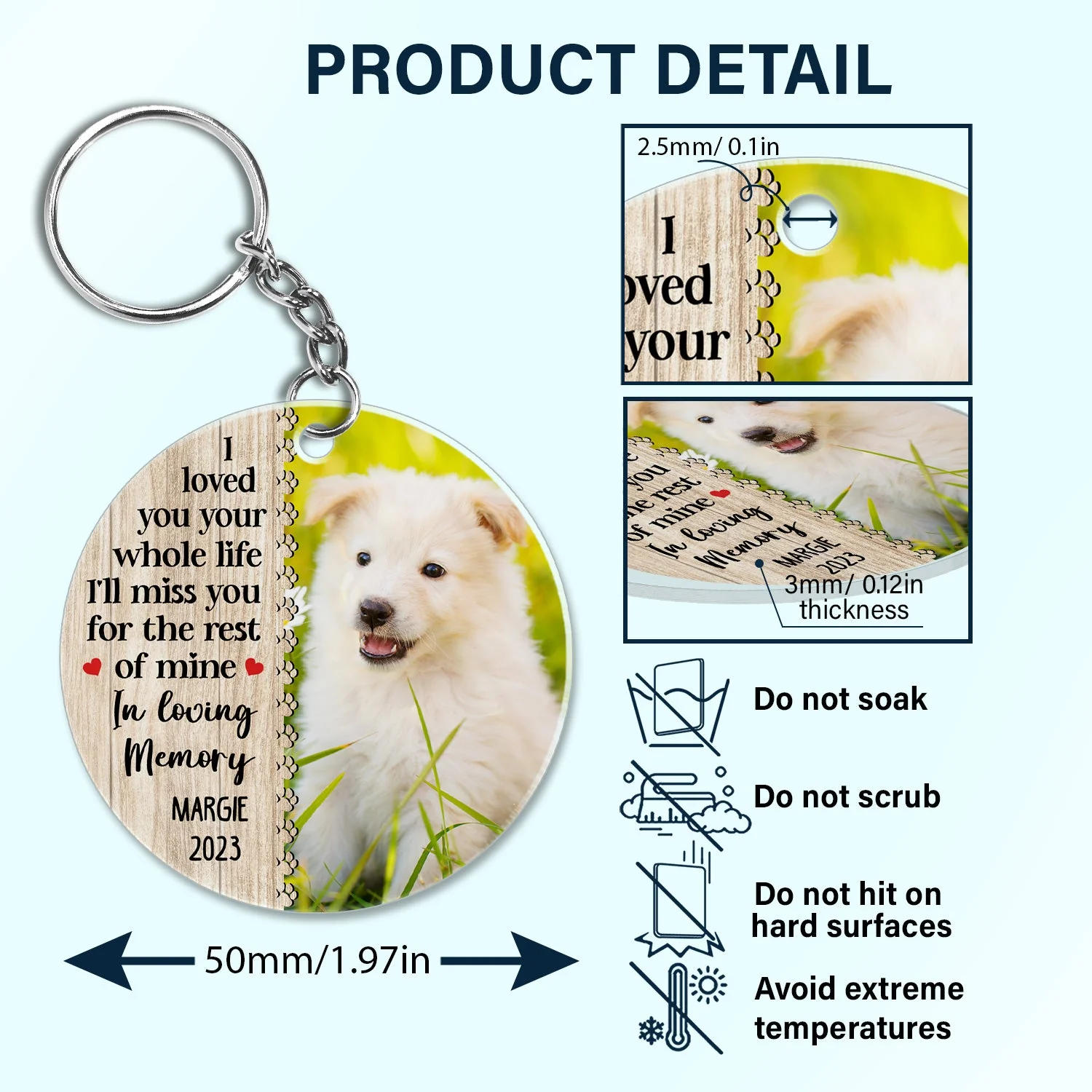 Custom Photo Forever In My Heart - Memorial Gift For Dog & Cat Lovers - Personalized Custom Circle Acrylic Keychain - Image 6