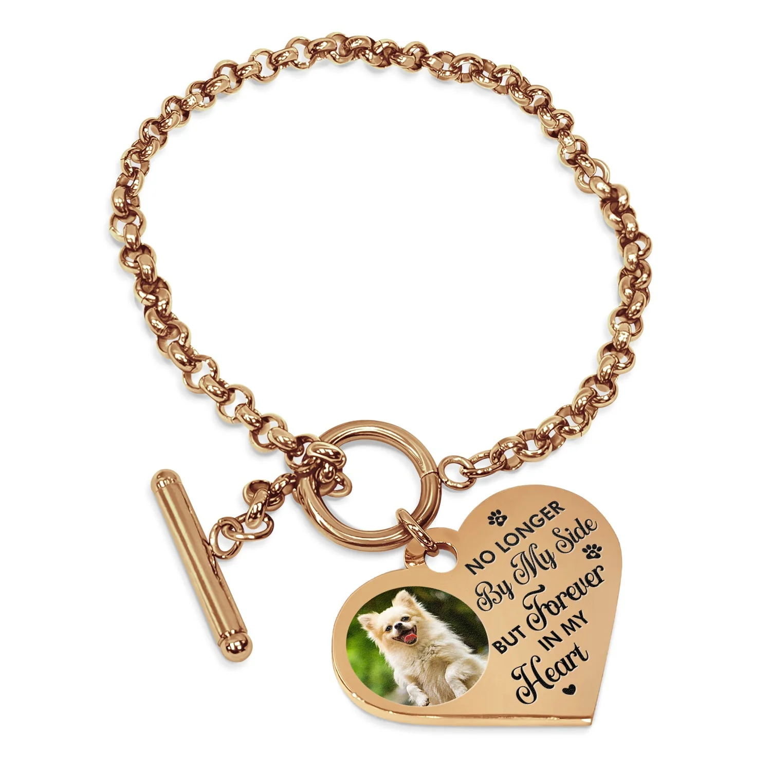 Custom Photo Forever In My Heart - Memorial Gift For Dog Lovers, Cat Lovers - Personalized Heart Bracelet - Image 2