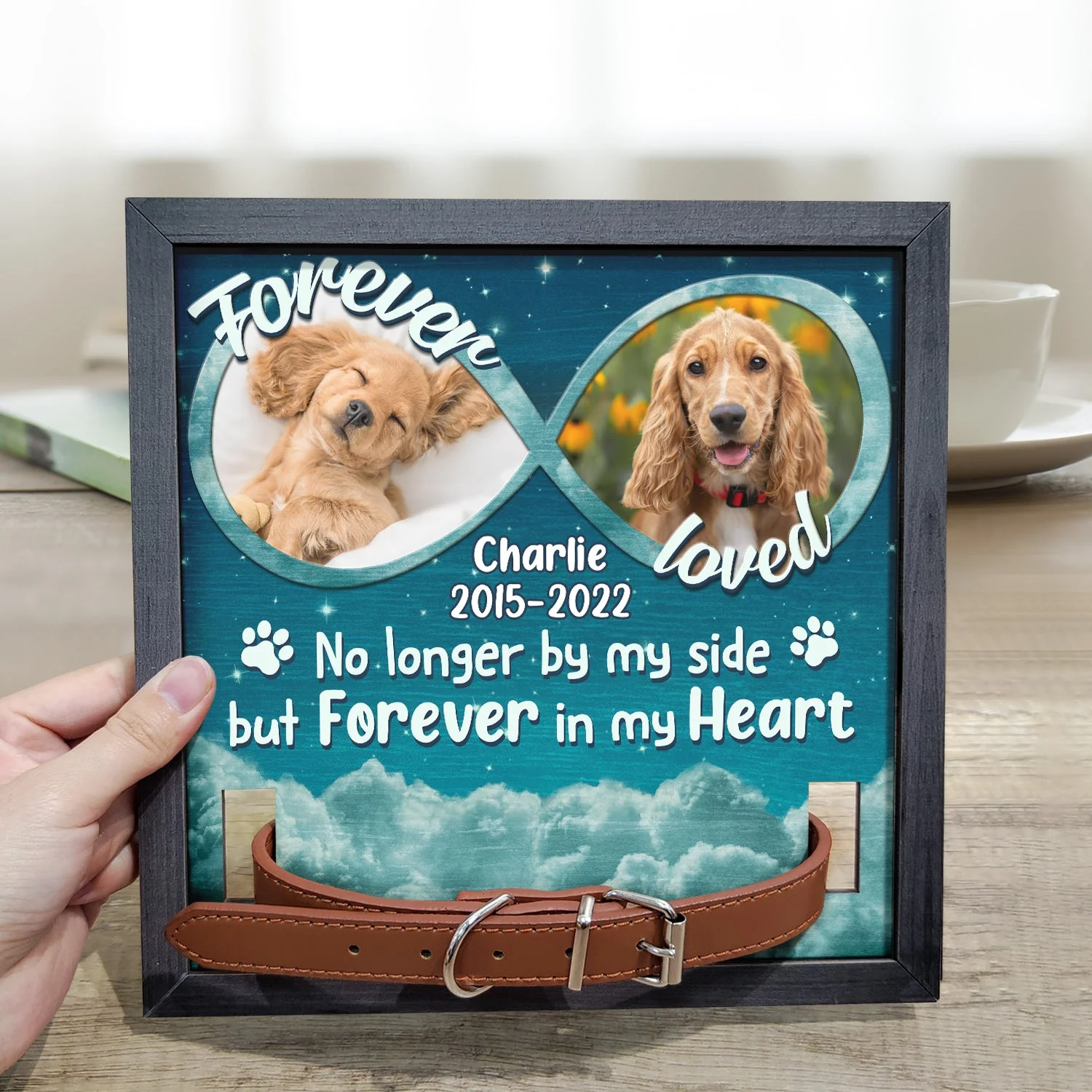 Custom Photo Forever In My Heart - Memorial, Sympathy Gift For Dog Owners, Cat Lovers - Personalized Pet Loss Sign, Collar Frame - Image 3