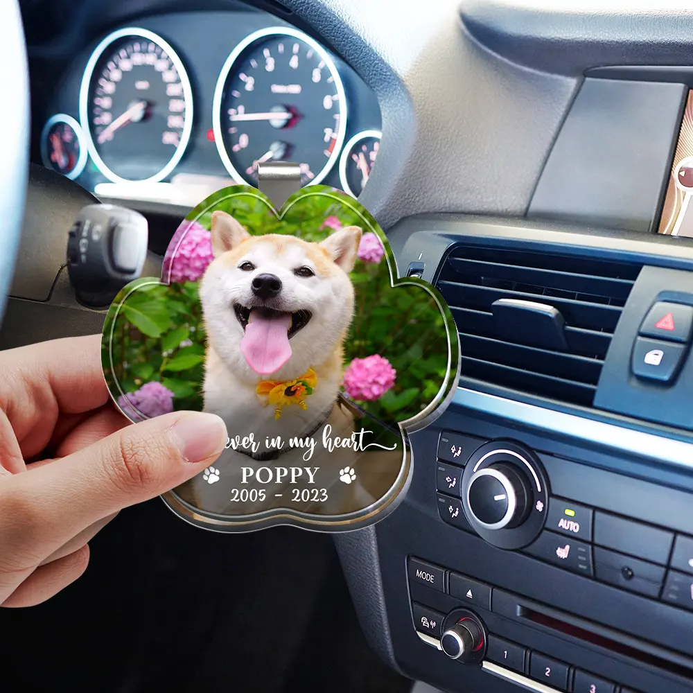 Custom Photo Forever In My Heart - Personalized Custom Shaped Acrylic Car Visor Clip - Image 3