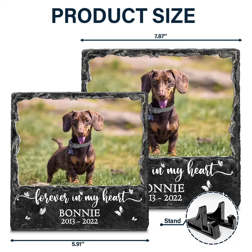 Custom Photo Forever In My Heart - Personalized Rectangle Memorial Garden Stone - Image 5