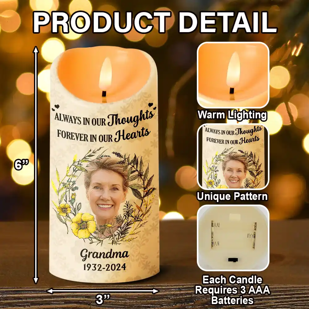 Custom Photo Forever In Our Hearts - Personalized Flameless LED Candle - Image 6
