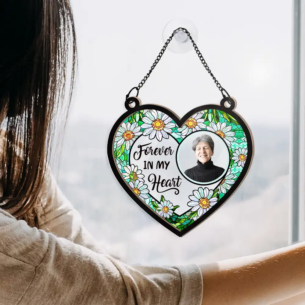 Custom Photo Forever In Our Hearts - Personalized Window Hanging Suncatcher Ornament - Image 4