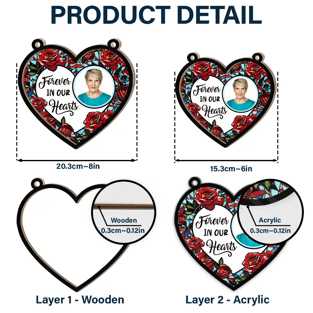 Custom Photo Forever In Our Hearts - Personalized Window Hanging Suncatcher Ornament - Image 5