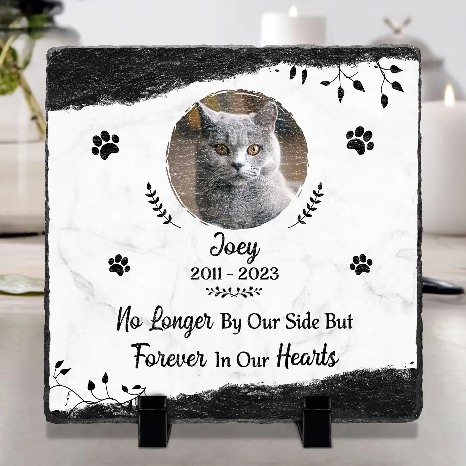 Custom Photo Forever In Our Heats - Pet Memorial Gift - Personalized Rectangle Memorial Garden Stone - Image 4