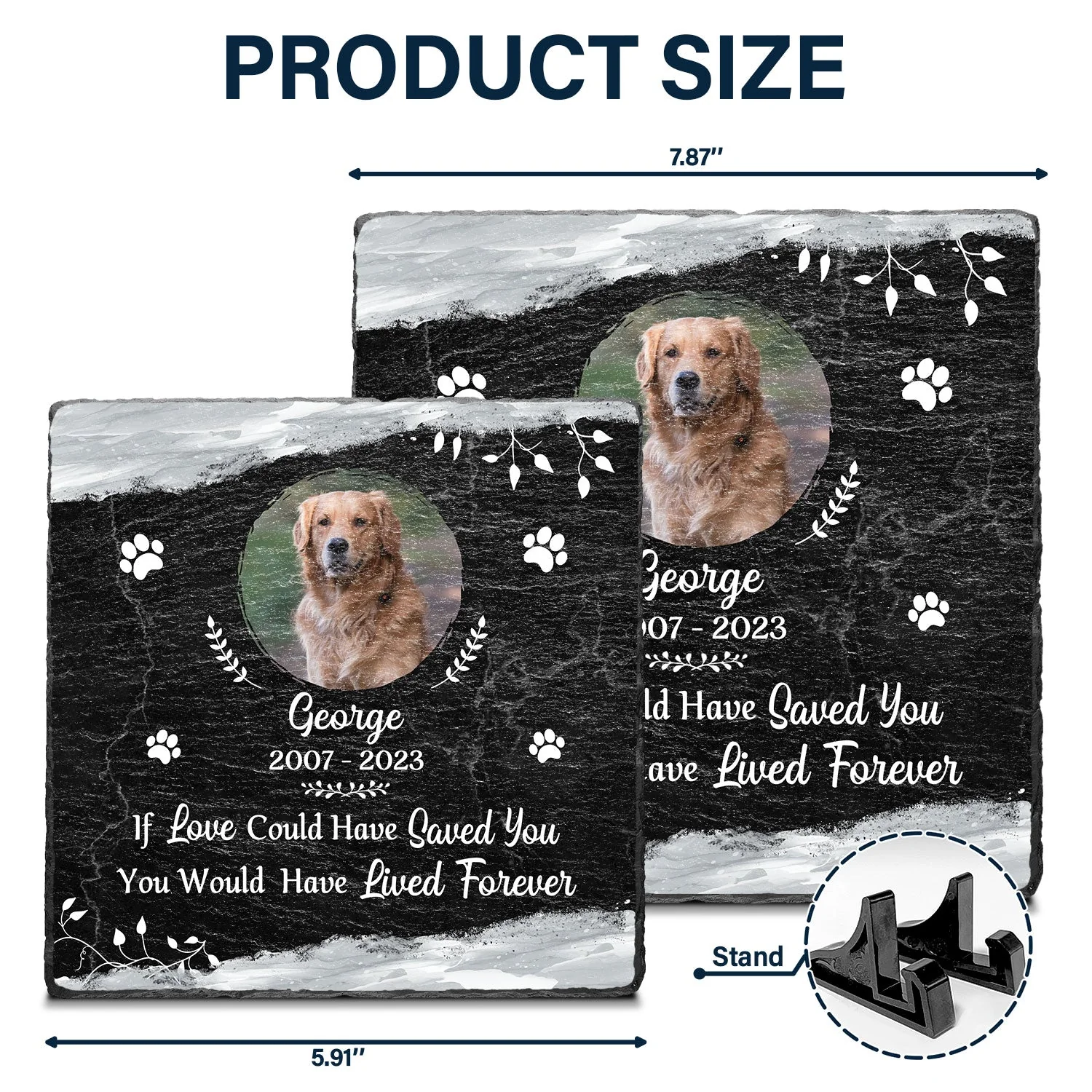 Custom Photo Forever In Our Heats - Pet Memorial Gift - Personalized Rectangle Memorial Garden Stone - Image 5