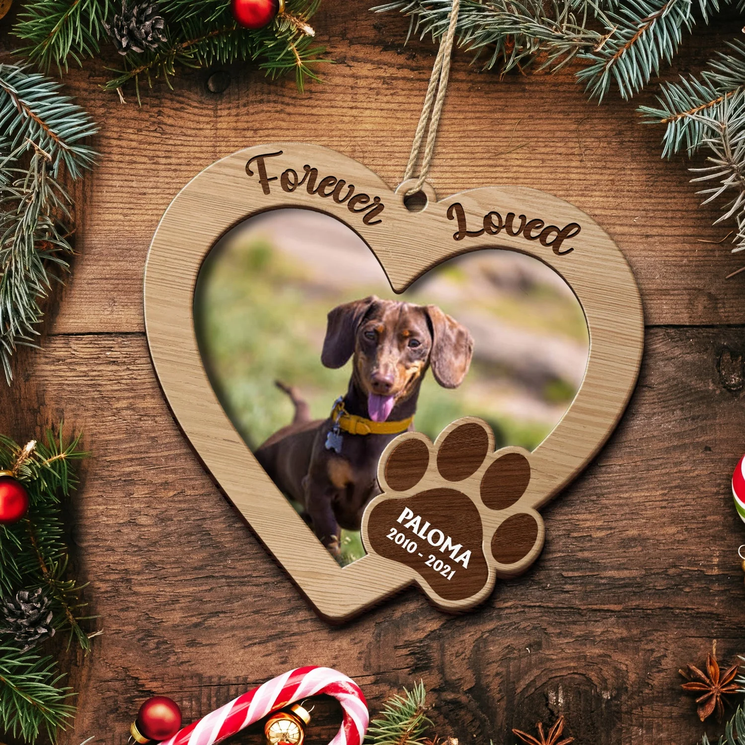 Custom Photo Forever Loved - Memorial, Christmas Gifts For Dog Lovers, Cat Lovers - Personalized 2-Layered Wooden Ornament - Image 5