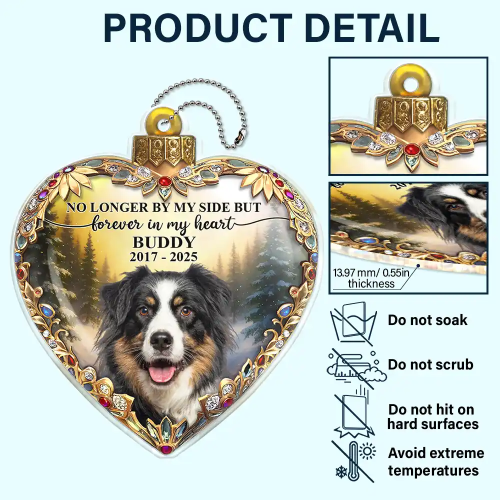 Custom Photo Forever Loved Memorial Dog Cat Family 3D Effect - Personalized Acrylic Car Hanger - Image 5