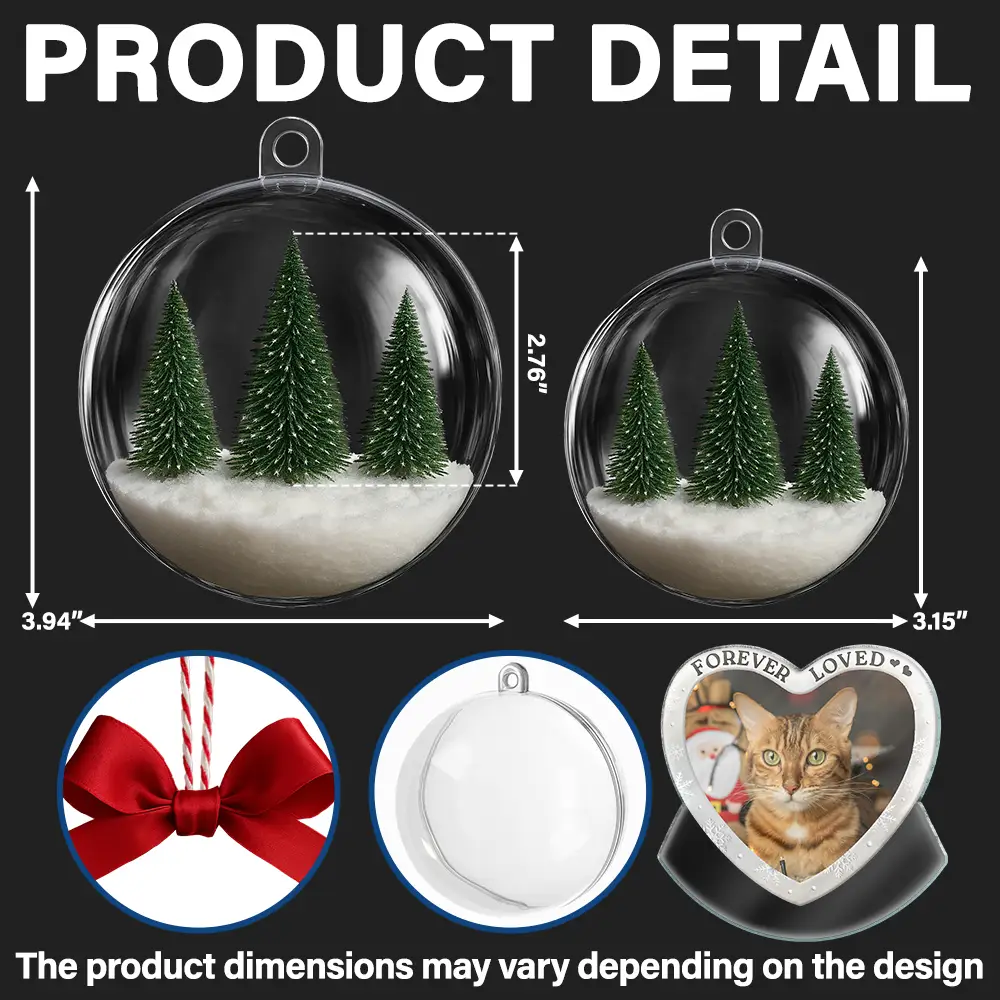 Custom Photo Forever Loved Memorial Dog Cat Family - Personalized 3D Acrylic Ball Ornament - Image 2