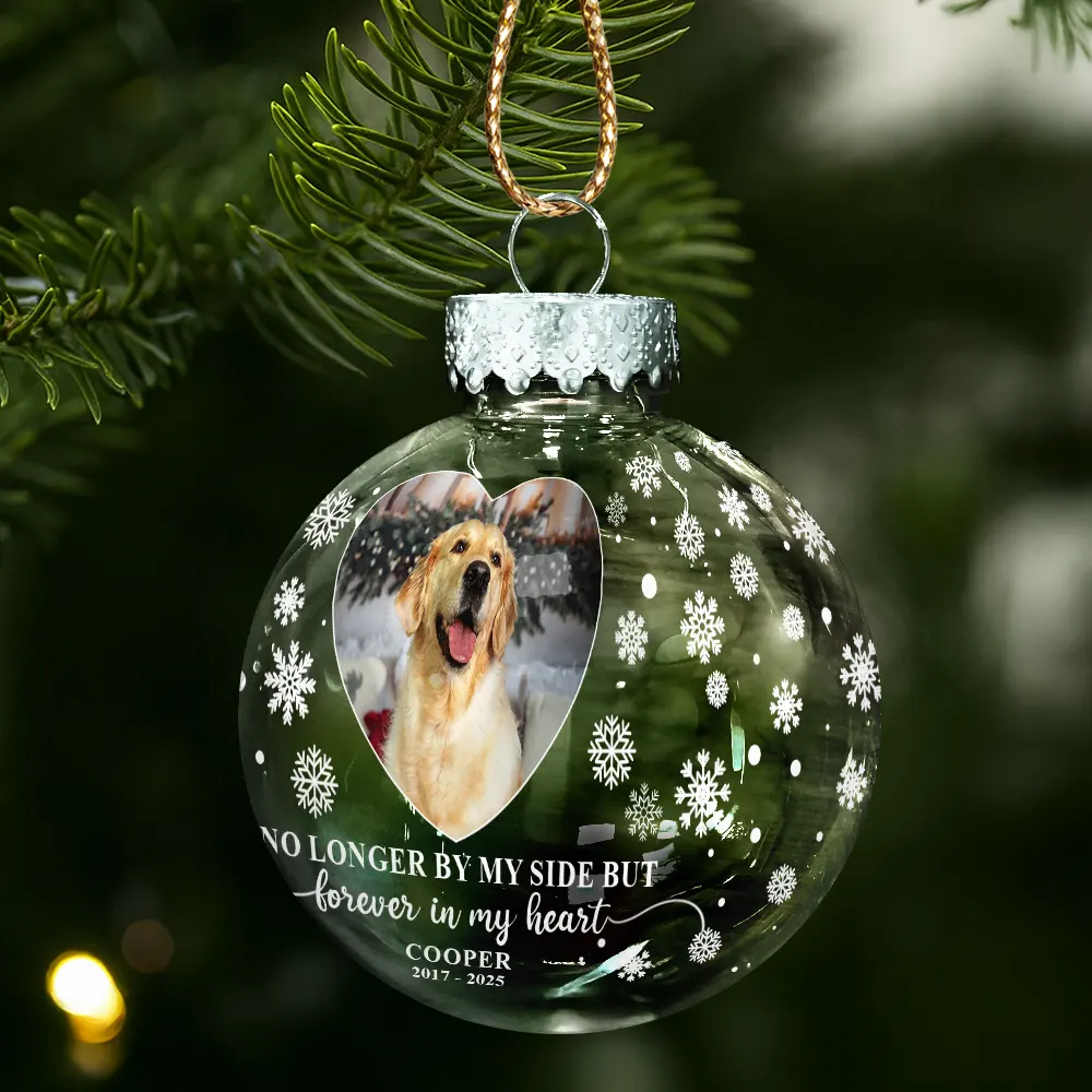 Custom Photo Forever Loved Memorial Dog Cat - Personalized Ball Ornament - Image 2