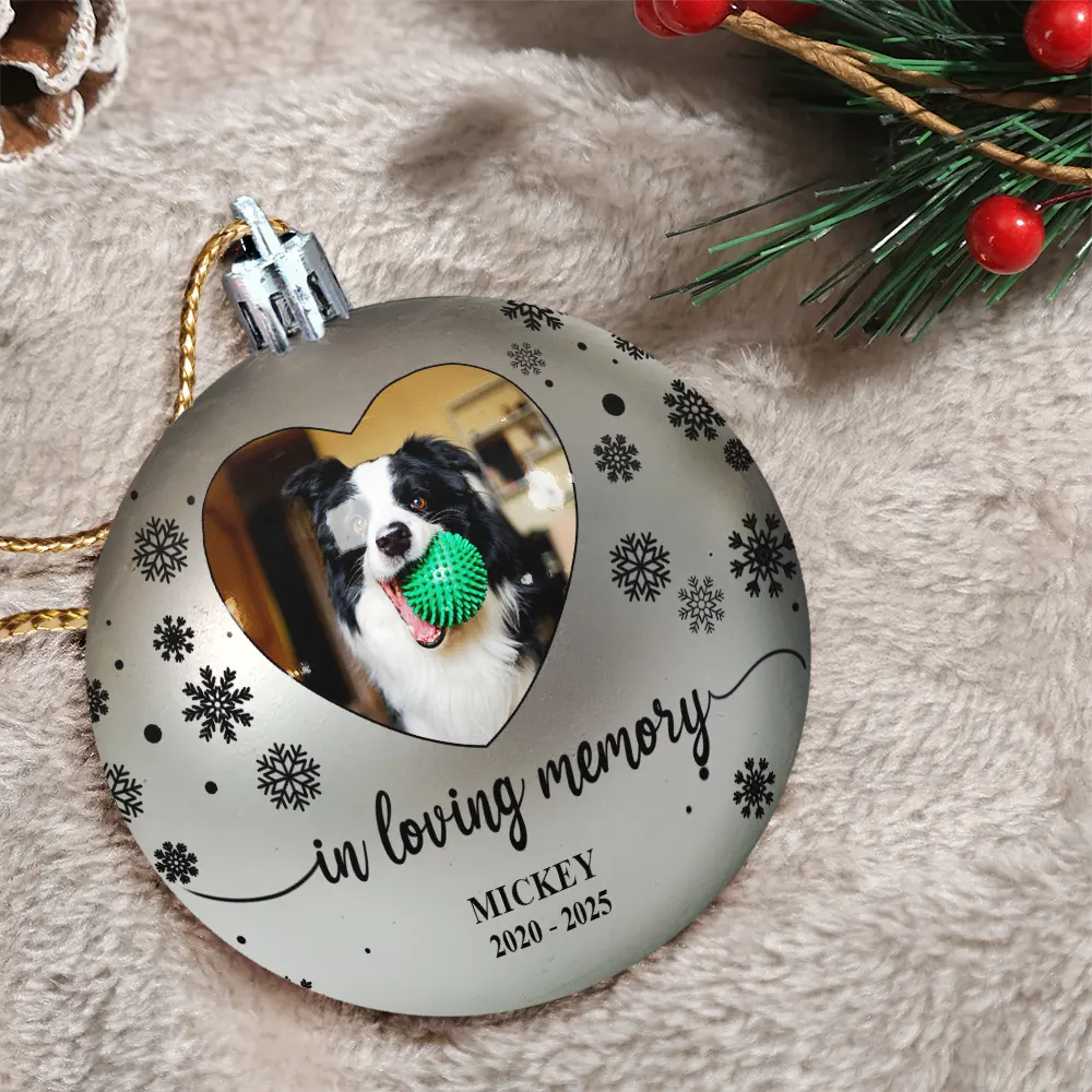 Custom Photo Forever Loved Memorial Dog Cat - Personalized Ball Ornament - Image 3