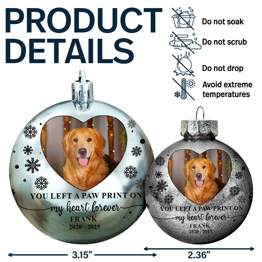 Custom Photo Forever Loved Memorial Dog Cat - Personalized Ball Ornament - Image 7