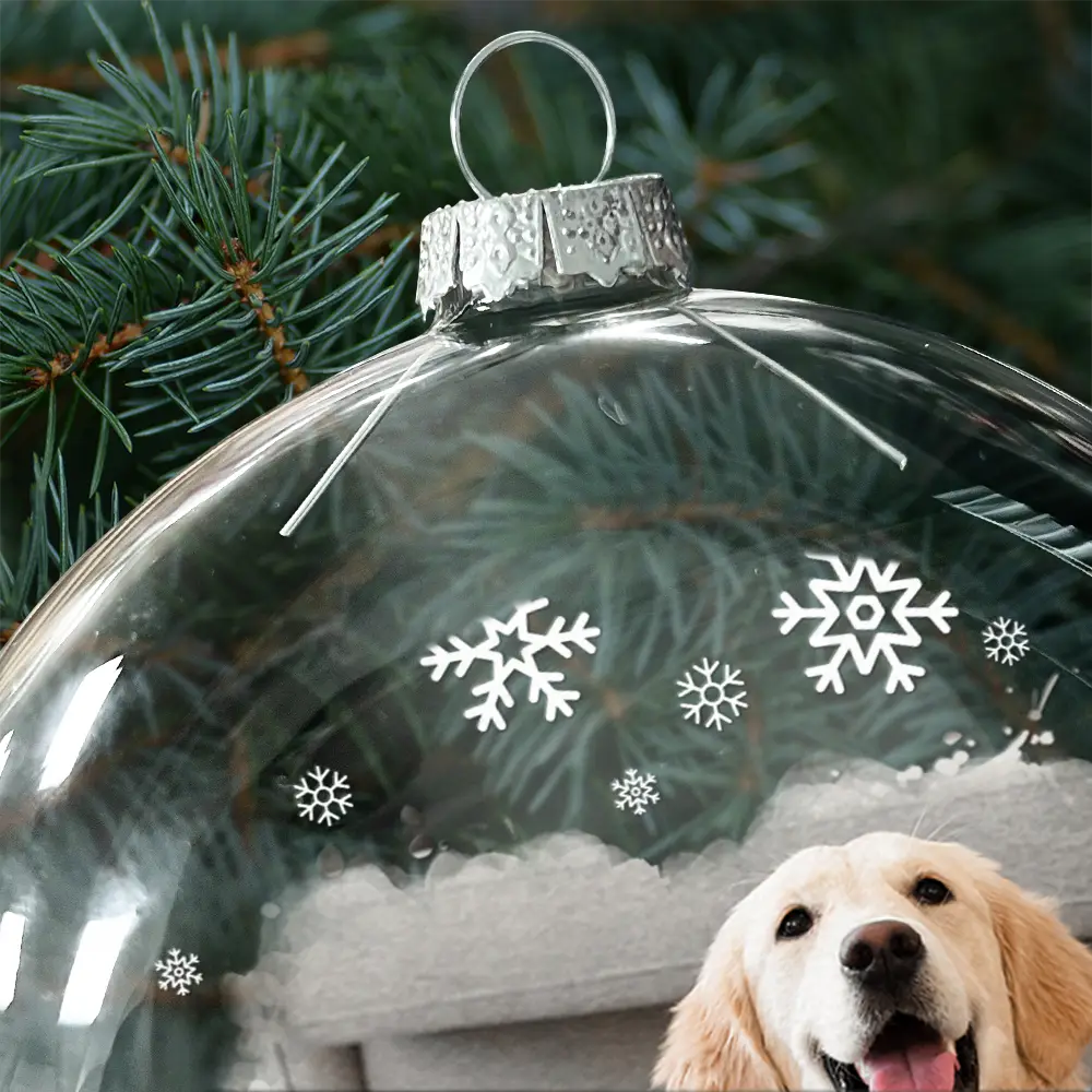 Custom Photo Forever Loved Memorial Dog Cat - Personalized Clear Flat Ball Ornament - Image 4
