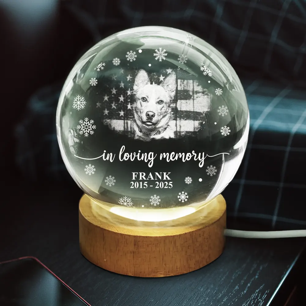 Custom Photo Forever Loved Memorial Dog Cat - Personalized Crystal Globe Lamp - Image 3