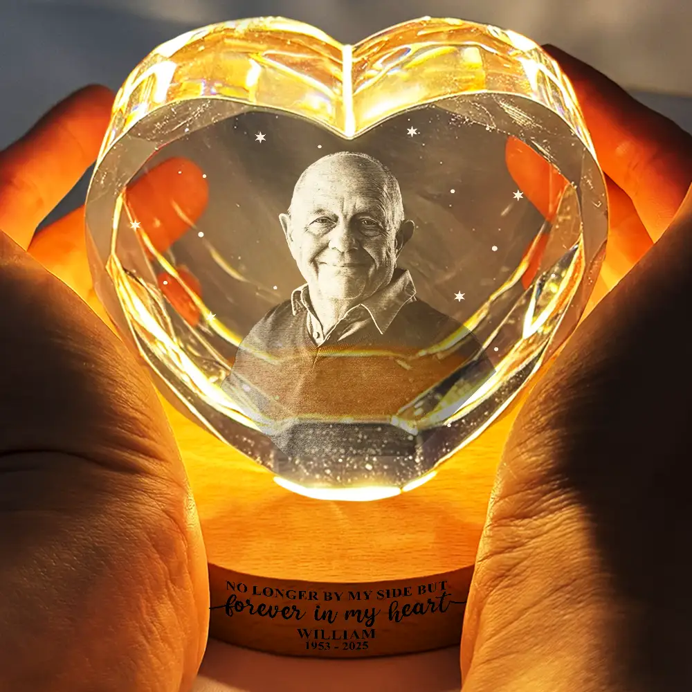 Custom Photo Forever Loved Memorial Dog Cat - Personalized Crystal Heart Shaped Lamp - Image 5