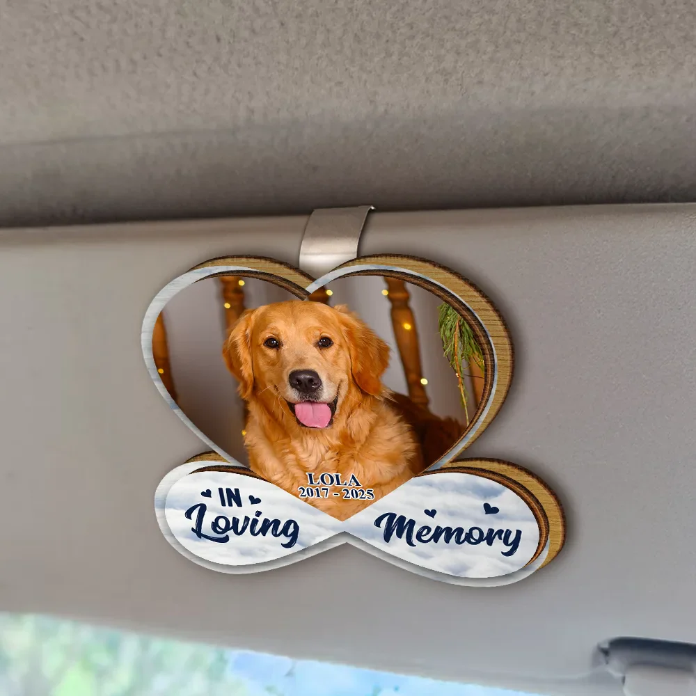Custom Photo Forever Loved Memorial Dog Cat - Personalized Custom Shaped Car Visor Clip - Image 2