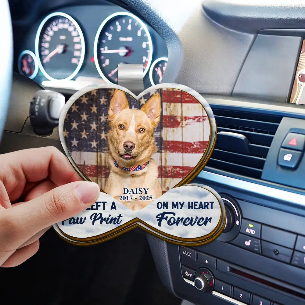 Custom Photo Forever Loved Memorial Dog Cat - Personalized Custom Shaped Car Visor Clip - Image 3