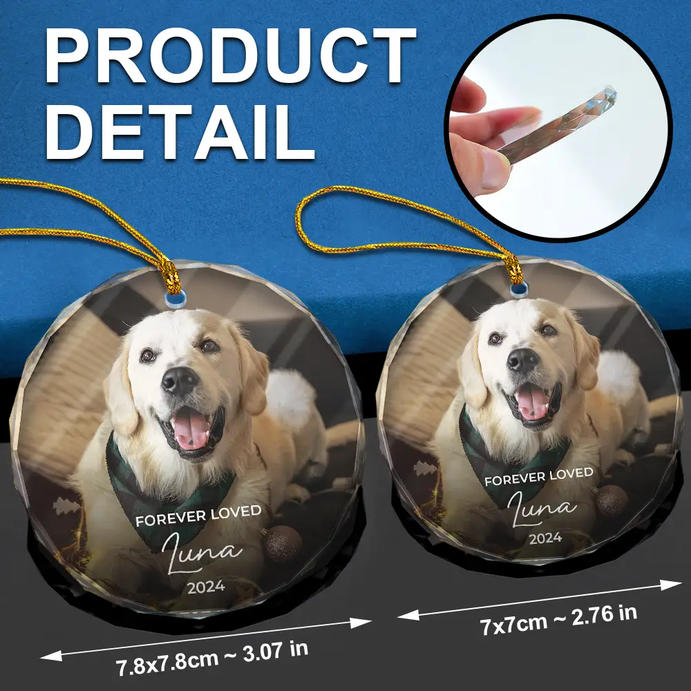 Custom Photo Forever Loved Memorial Dog Cat Pet - Personalized Glass Ornament - Image 6
