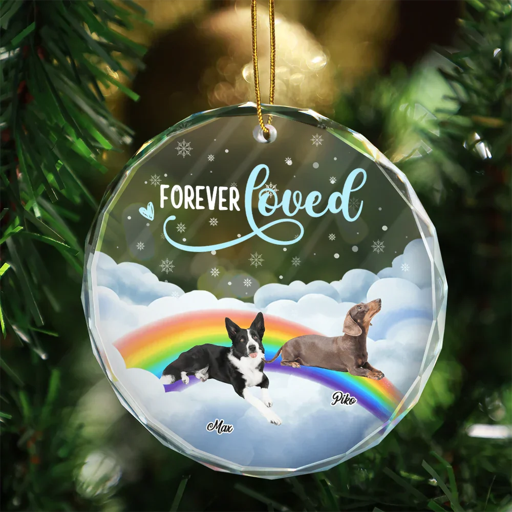 Custom Photo Forever Loved Ver 2 Pet Memorial - Personalized Circle Glass Ornament - Image 4