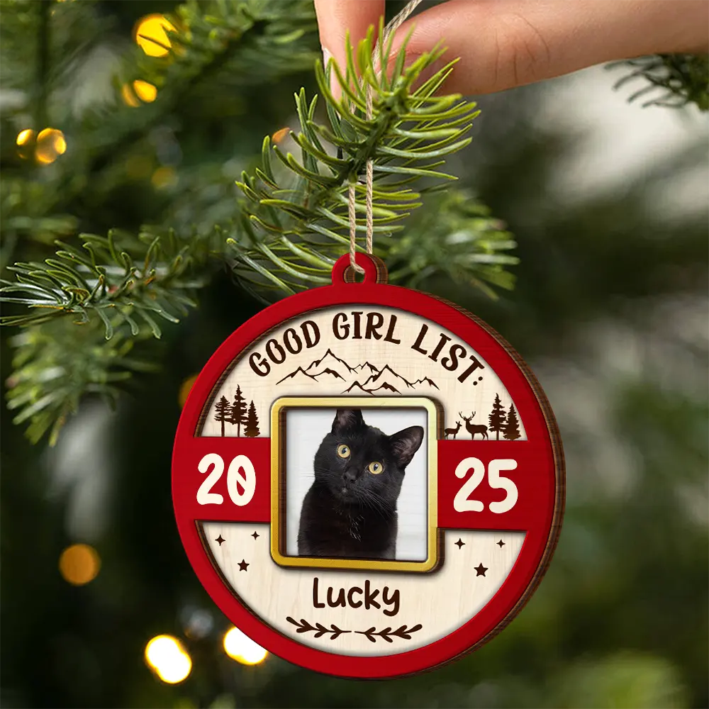 Custom Photo Frame First Christmas Dog Cat - Personalized 2-Layered Wooden Ornament - Image 2