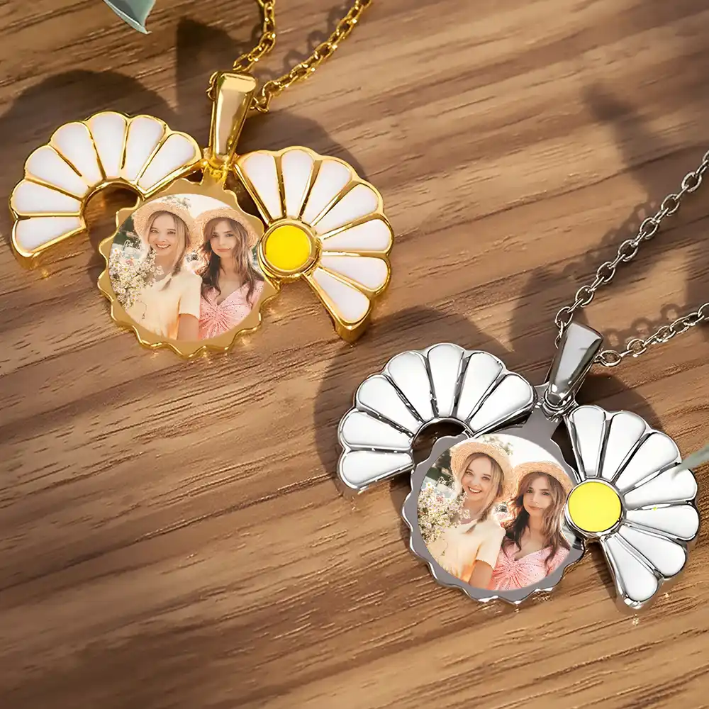 Custom Photo Frame For Sisters And Besties - Personalized Hidden Message Necklace - Image 2