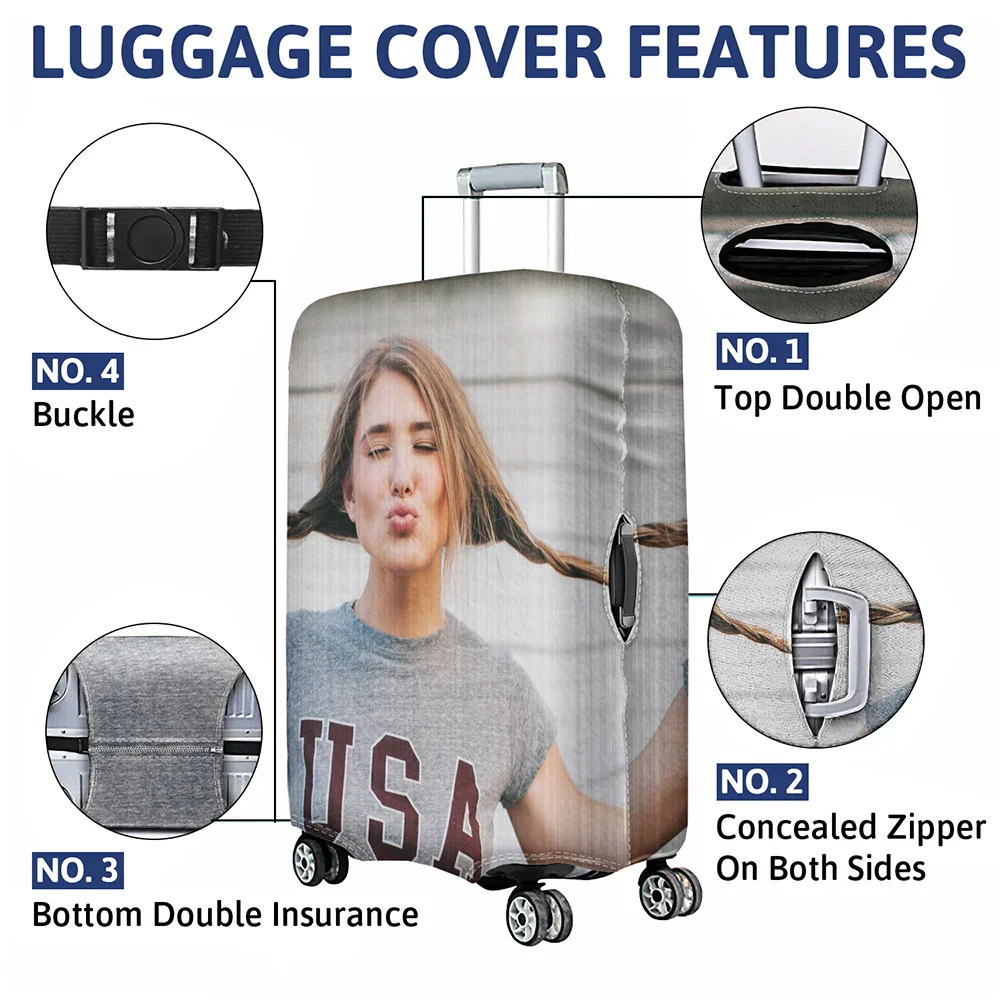 Custom Photo Friends Family Couple Travel Lover - Personalized Luggage Cover - Image 4