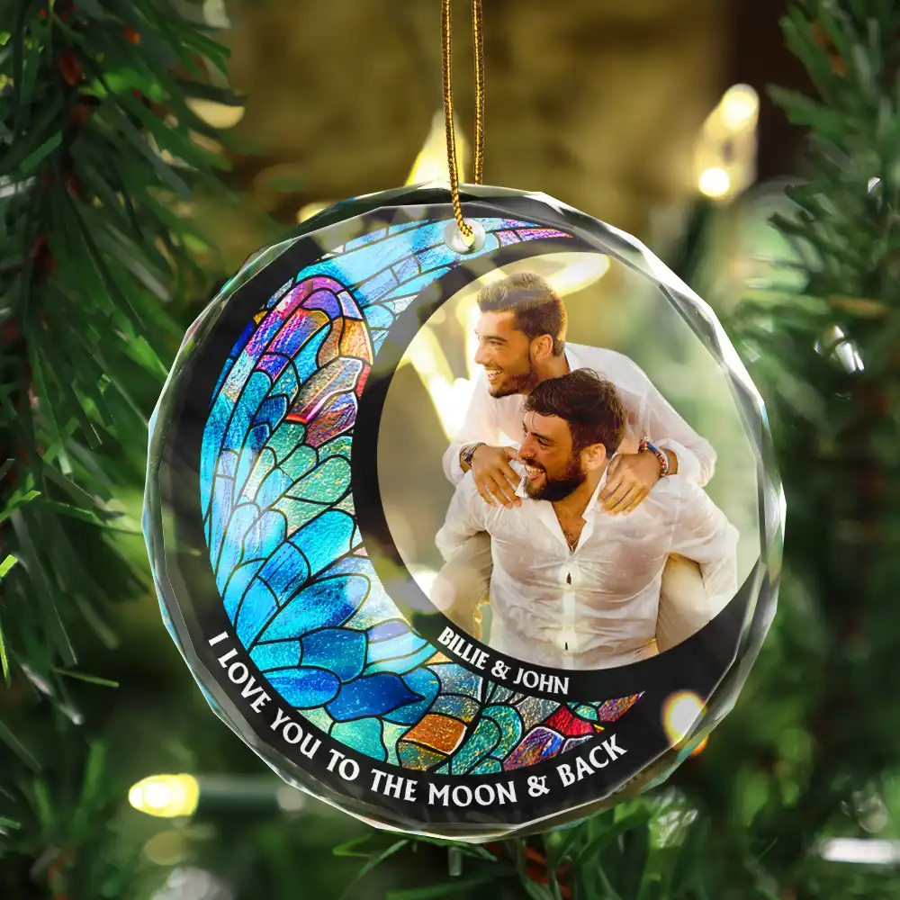 Custom Photo From Our First Kiss Till Our Last Breath Kissing Couple - Stained Effect Printed, Personalized Circle Glass Ornament - Image 4