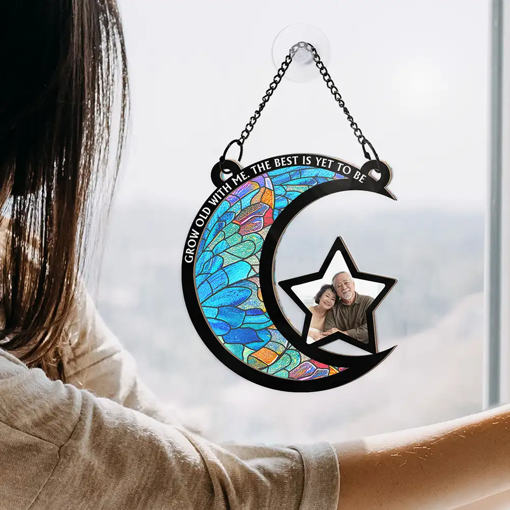 Custom Photo From Our First Kiss Till Our Last Breath - Personalized Window Hanging Suncatcher Ornament - Image 4