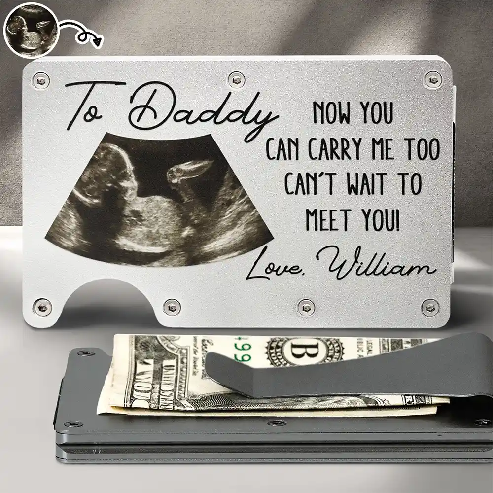 Custom Photo From The Bump Now You Can Carry Me Too - Personalized Card Wallet With Money Clip