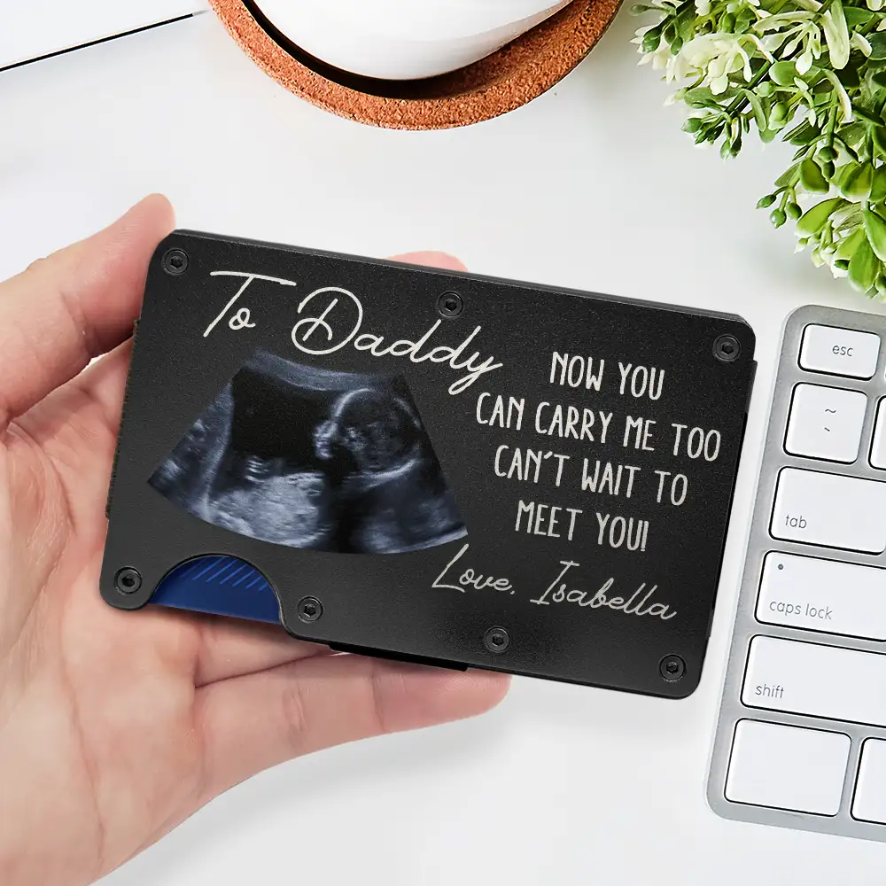 Custom Photo From The Bump Now You Can Carry Me Too - Personalized Card Wallet With Money Clip - Image 2