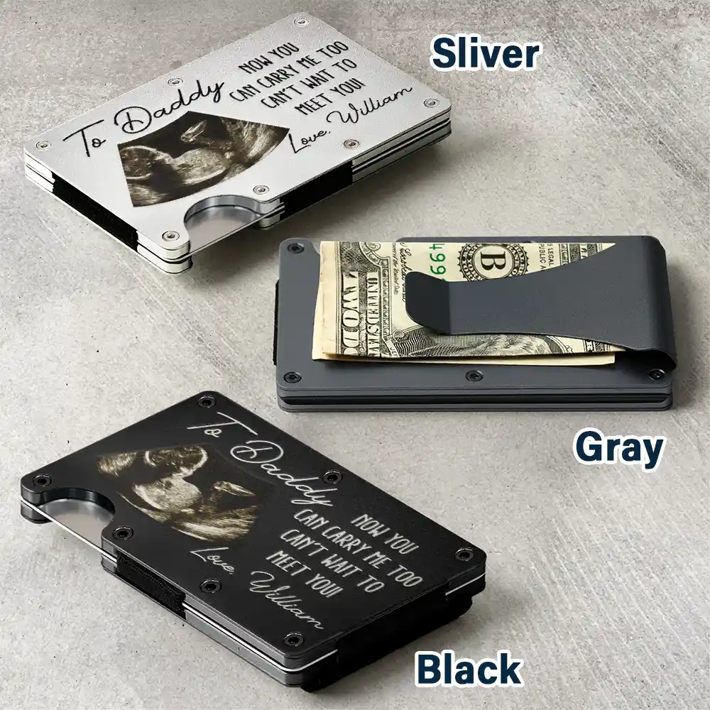 Custom Photo From The Bump Now You Can Carry Me Too - Personalized Card Wallet With Money Clip - Image 4