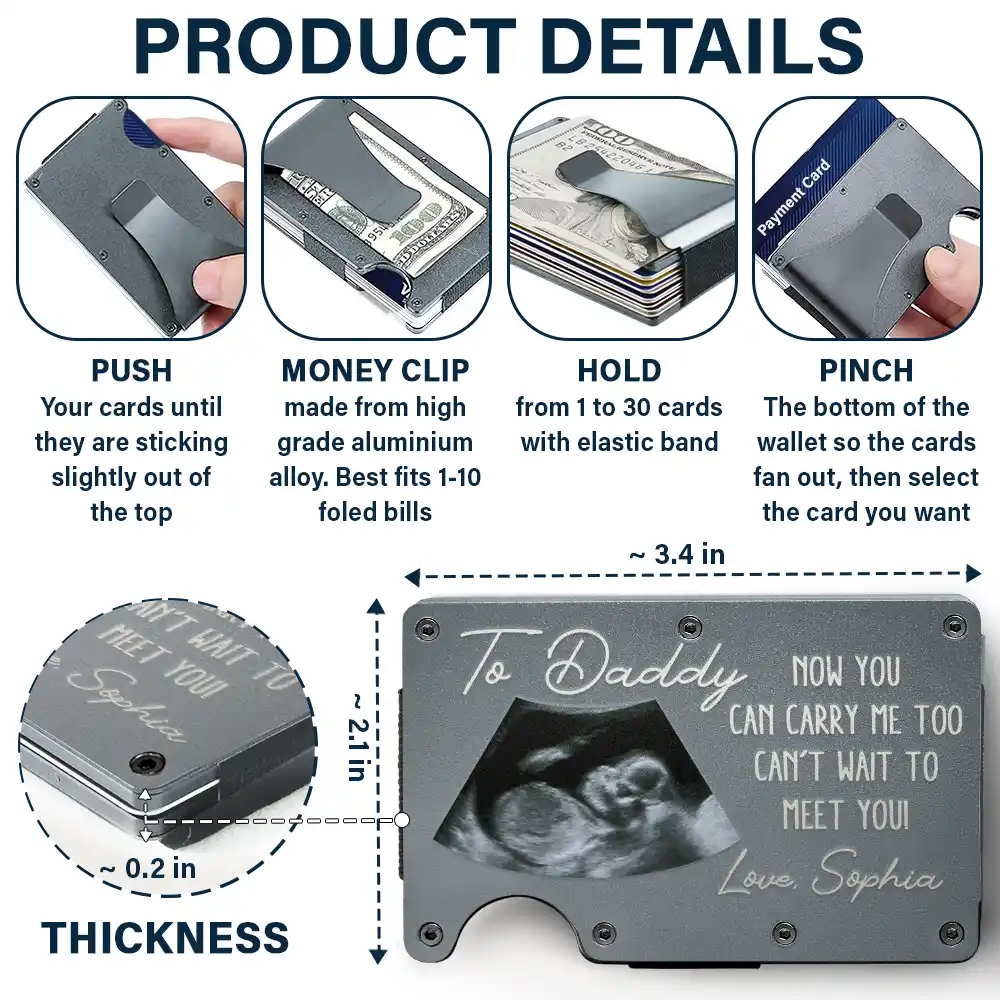 Custom Photo From The Bump Now You Can Carry Me Too - Personalized Card Wallet With Money Clip - Image 5
