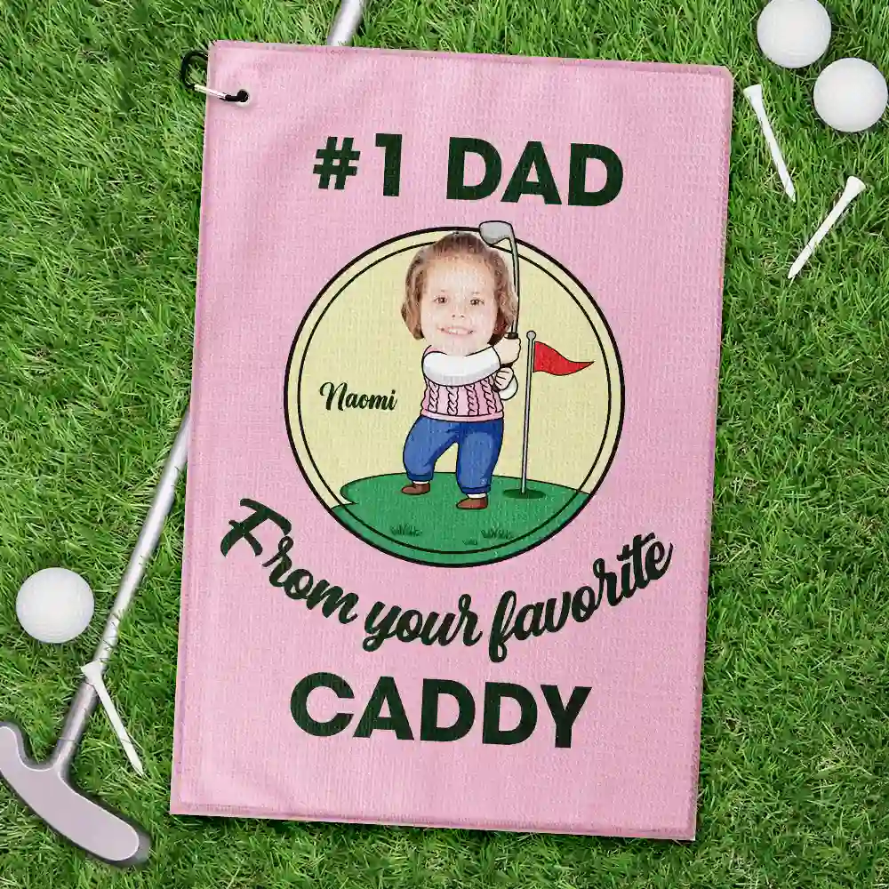 Custom Photo From Your Favorite Caddy Daddy Papa - Personalized Golf Towel - Image 3