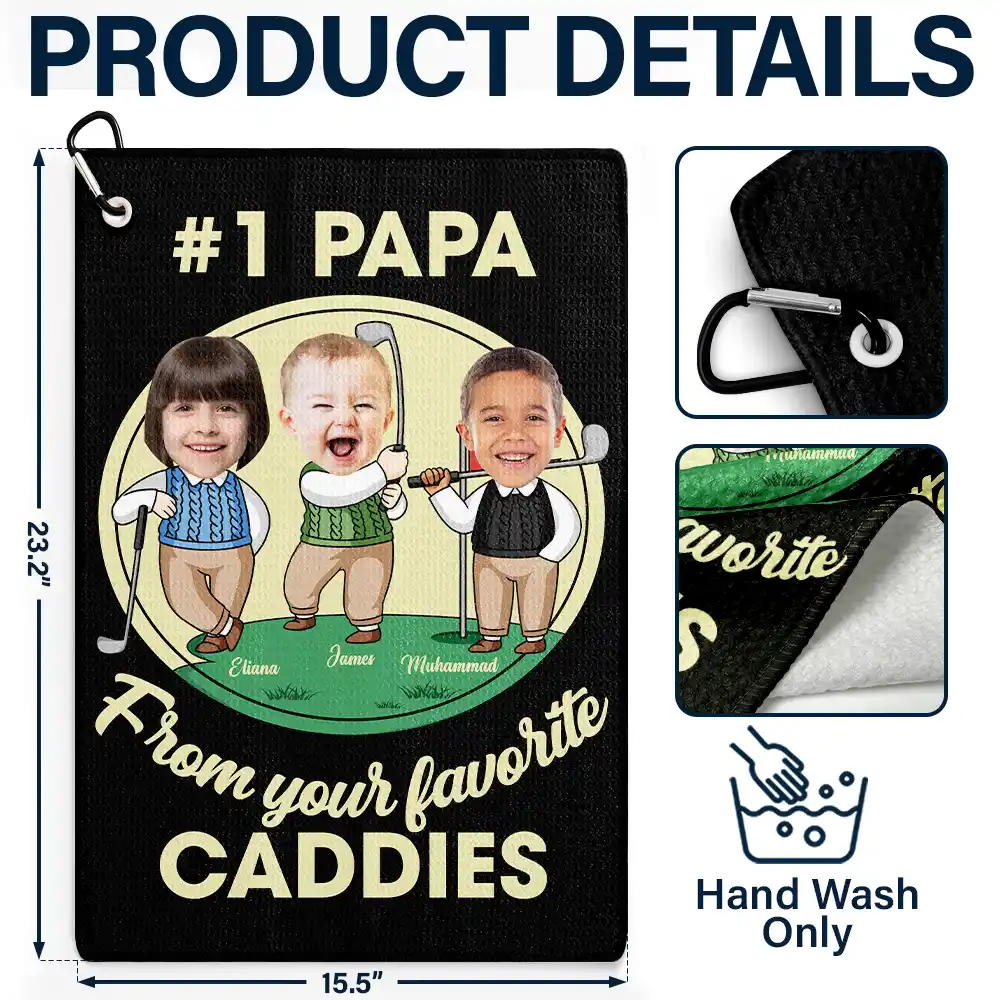 Custom Photo From Your Favorite Caddy Daddy Papa - Personalized Golf Towel - Image 5