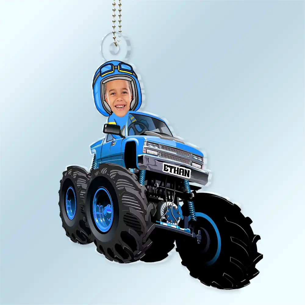 Custom Photo Funny Baby Monster Truck - Personalized Acrylic Car Hanger - Image 3