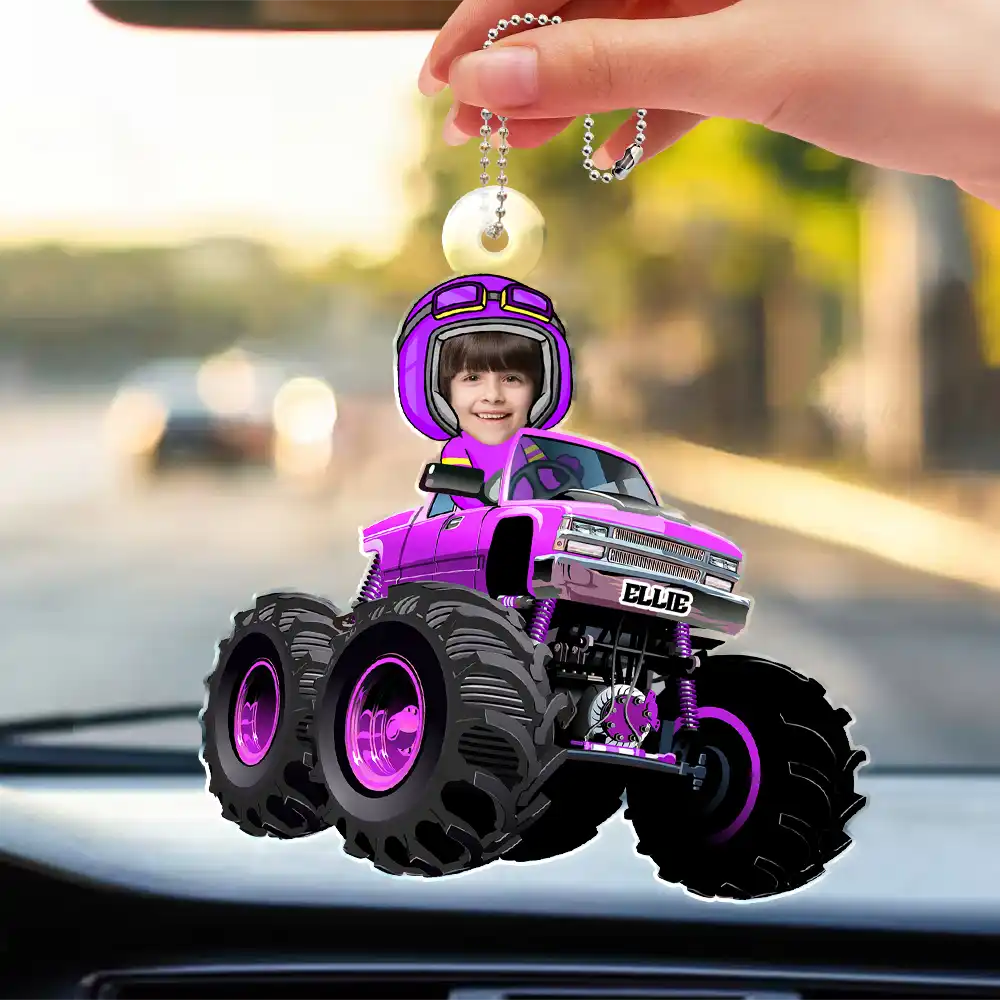 Custom Photo Funny Baby Monster Truck - Personalized Acrylic Car Hanger - Image 4