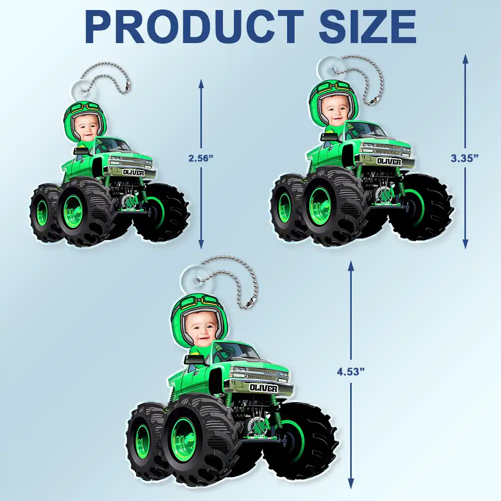 Custom Photo Funny Baby Monster Truck - Personalized Acrylic Car Hanger - Image 5