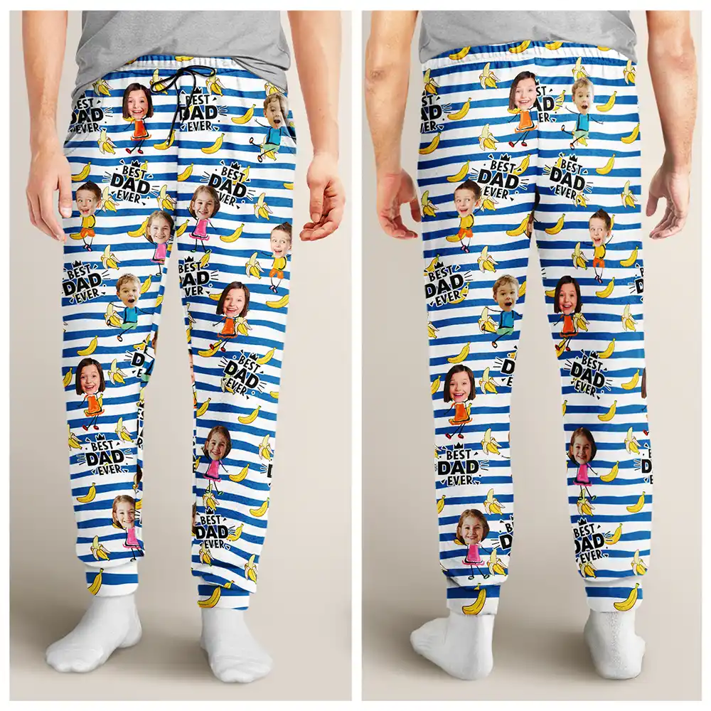 Custom Photo Funny Banana Best Dad Ever - Personalized Pajama Pants - Image 5